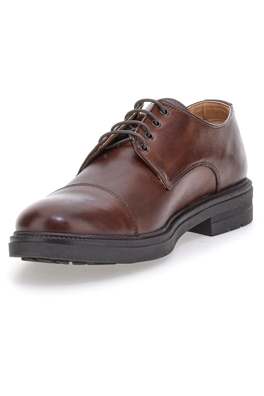 Scarpe stringate marroni in vera pelle Made in Italy Pittarello Focus 222
