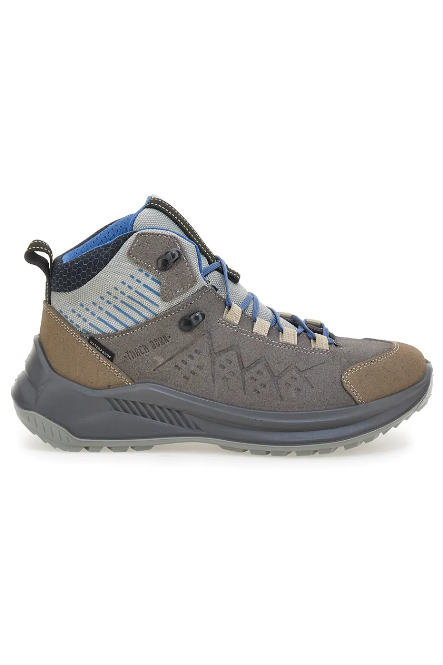 Scarponcini da trekking grigi waterproof con dettagli blu 15503S48T-TRACK DOWN New