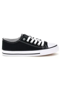 Schwarze Canvas Schnürschuhe 8011-2T2L New