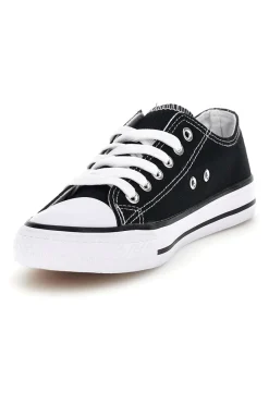 Schwarze Canvas Schnürschuhe 8011-2T2L New