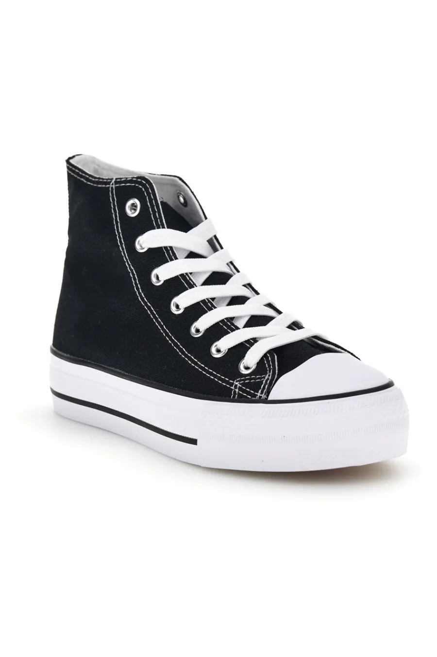 Schwarze Canvas Schnürschuhe 8012-2T2L
