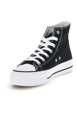 Schwarze Canvas Schnürschuhe 8012-2T2L