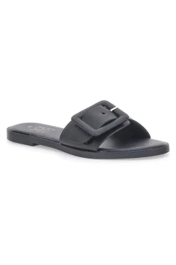 Schwarze flache Hausschuhe mit dickem Band und Schnalle PREA1330-MON DIEU Sale