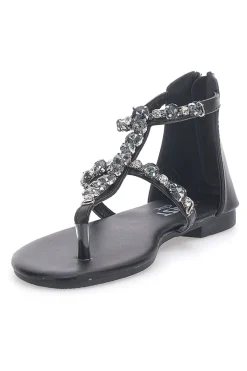 e Flip-Flop-Sandalen mit Schmucksteinen und Reißverschluss hinten PREA482-THE FIRST CHIC Online
