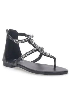 e Flip-Flop-Sandalen mit Schmucksteinen und Reißverschluss hinten PREA482-THE FIRST CHIC Online