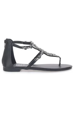 e Flip-Flop-Sandalen mit Schmucksteinen und Reißverschluss hinten PREA482-THE FIRST CHIC Online