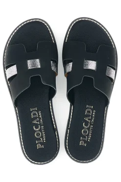 Schwarze Hausschuhe mit Metallic-Einsätzen MAT16-PLOCADI New