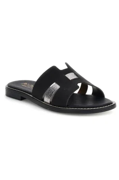 Schwarze Hausschuhe mit Metallic-Einsätzen MAT16-PLOCADI New