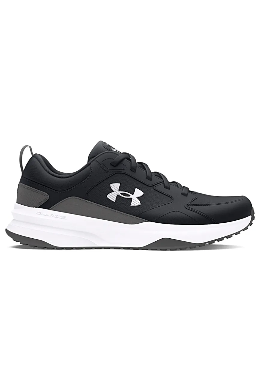 Schwarze Mesh-Sneaker mit Under Armour Charged Edge-Ledereinsätzen