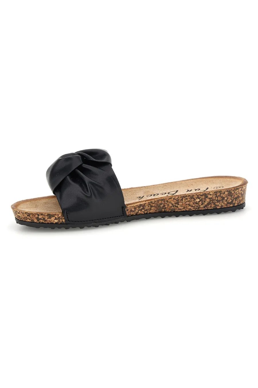 Schwarze Pantoffeln mit geknotetem Riemen 18107-FUN BEACH Best
