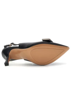 Schwarze Pumps mit Riemen und Metallic-Detail Ferre F030-FERRE' Clearance