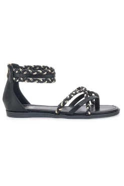 Schwarze Sandalen mit geflochtenem Seileffekt Me & Me 1668-ME u0026 ME Outlet