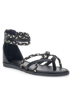 Schwarze Sandalen mit geflochtenem Seileffekt Me & Me 1668-ME u0026 ME Outlet