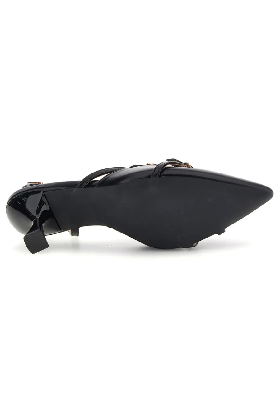 Schwarze Slingback-Pumps mit Riemchen P655-FIRST LADY