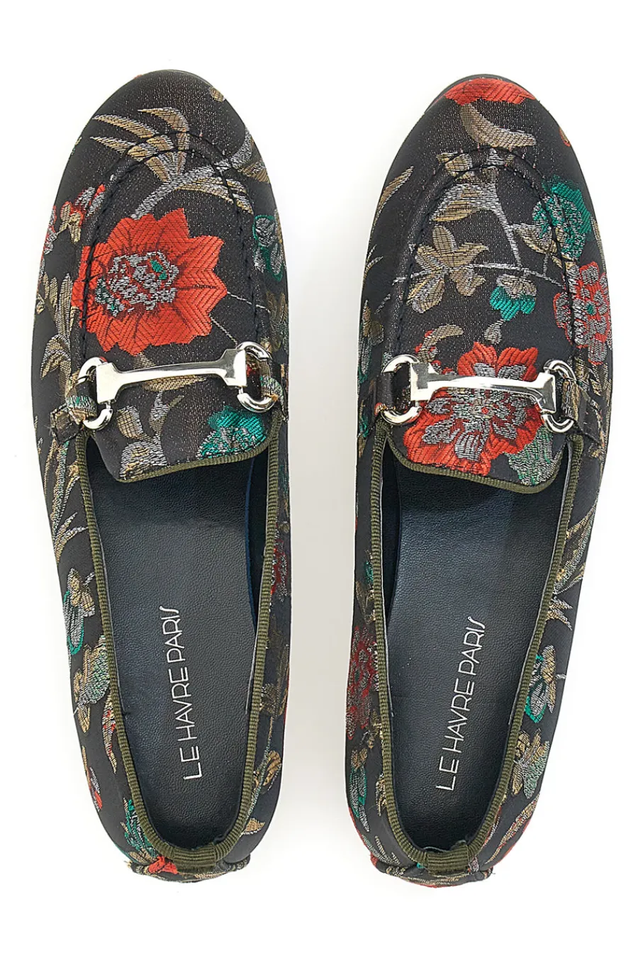 Schwarze Slipper mit Blumen 23546-LE HAVRE PARIS Best
