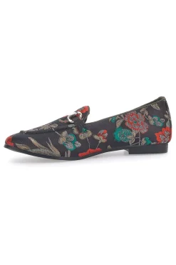Schwarze Slipper mit Blumen 23546-LE HAVRE PARIS Best