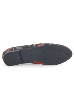 Schwarze Slipper mit Blumen 23546-LE HAVRE PARIS Best