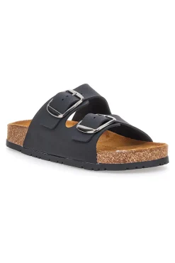 Schwarze Slipper mit doppelter Schnalle, Lederinnensohle und rutschfester Sohle 335CF20630SR-PITTARELLO GREEN WALK Hot