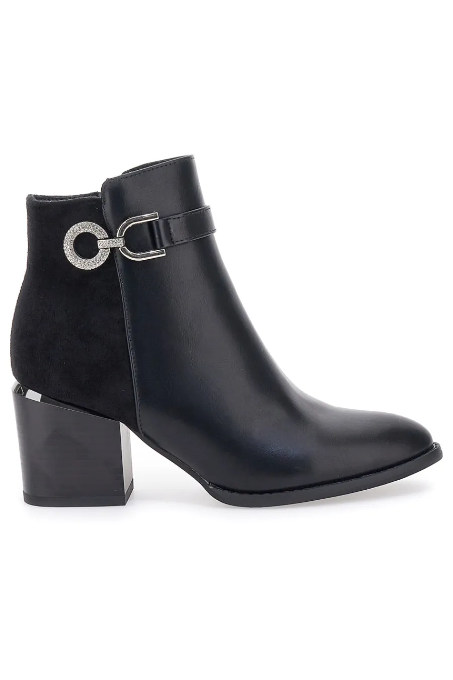 e Stiefelette mit Blockabsatz und silberner Schelle 487-THE FIRST Discount