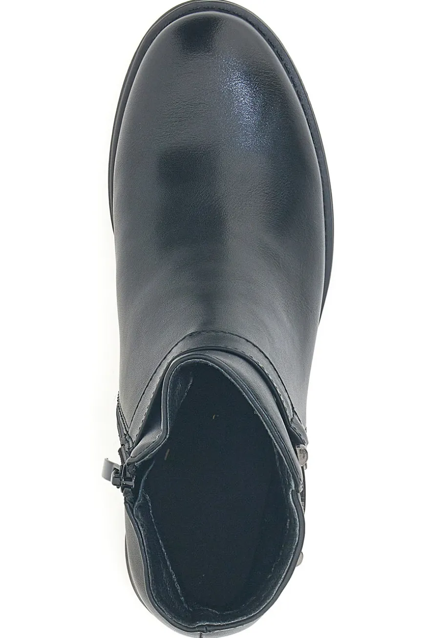 Schwarze Stiefeletten mit dekorativer Schnalle und niedriger Sohle Energy I255