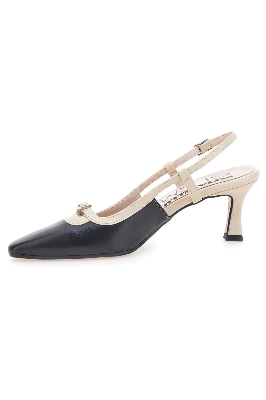 Schwarze und beige Pumps mit Slingback-Riemen 2246-PITTARELLO GLAM Outlet