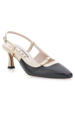Schwarze und beige Pumps mit Slingback-Riemen 2246-PITTARELLO GLAM Outlet