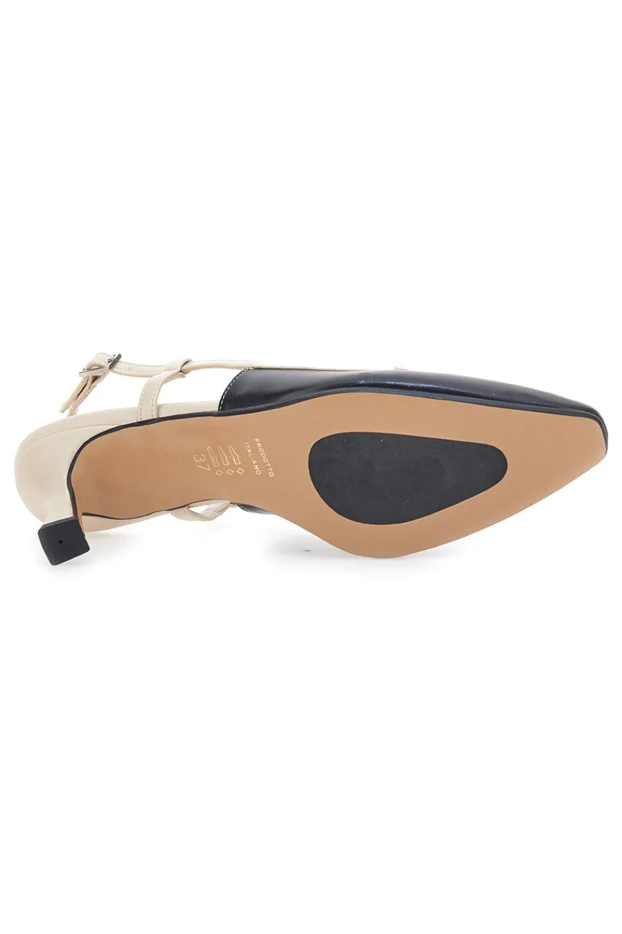 Schwarze und beige Pumps mit Slingback-Riemen 2246-PITTARELLO GLAM Outlet