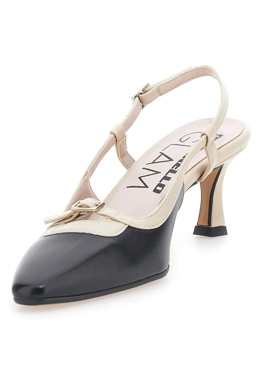 Schwarze und beige Pumps mit Slingback-Riemen 2246-PITTARELLO GLAM Outlet