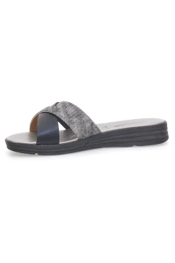 Schwarze und silberne gekreuzte Hausschuhe Made in Italy A13-PLOCADI Outlet