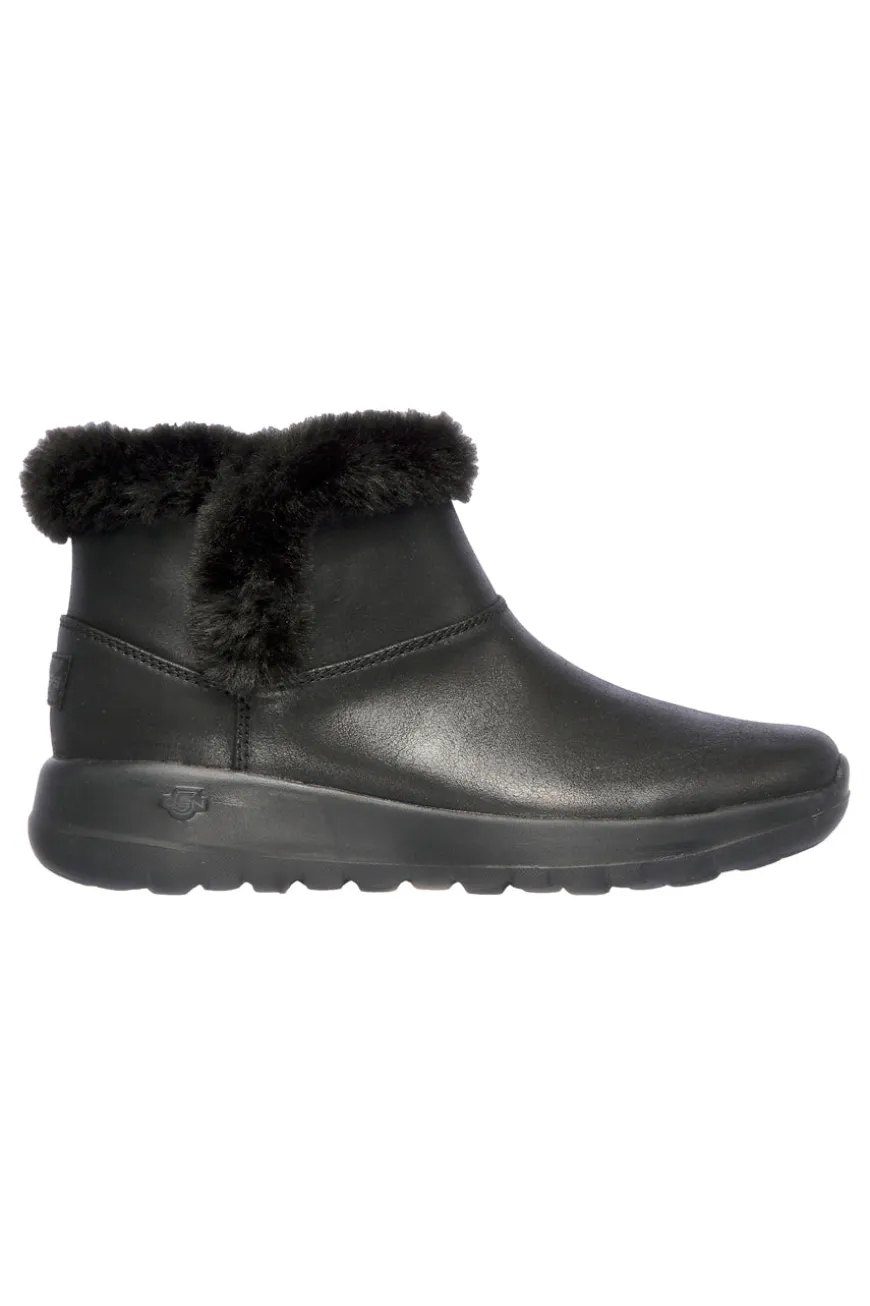 Skechers – On-the-GO – Joy Endeavor – Schwarze Stiefeletten mit Kunstpelzbesatz
