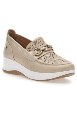 Slip on beige traforate con morsetto e zeppa 67IC-INBLU Hot