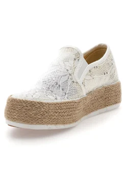 Slip-on bianche in crochet con suola in corda E129-ENERGY Sale