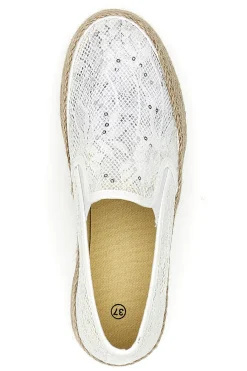 Slip-on bianche in crochet con suola in corda E129-ENERGY Sale