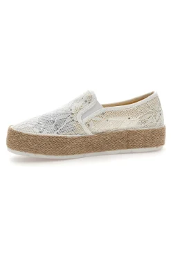 Slip-on bianche in crochet con suola in corda E129-ENERGY Sale