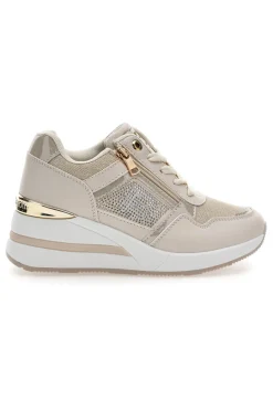 Sneaker beige con inserto dorato 9655-LAURA BIAGIOTTI