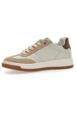 Sneaker beige in vera pelle con inserti bronzo Grace-PITTARELLO CAPSULE New