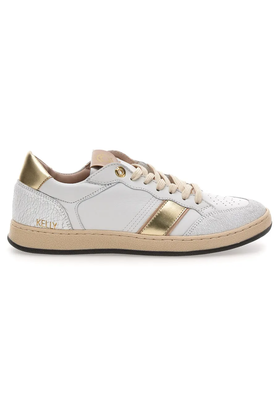 Sneaker bianca in vera pelle con dettagli oro Kelly-PITTARELLO CAPSULE Outlet