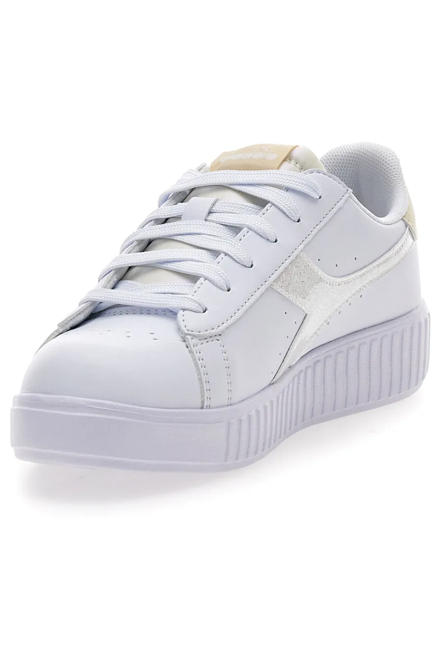 Sneaker da donna bianche con platform e dettagli oro Game Step Glam GS-DIADORA Sale