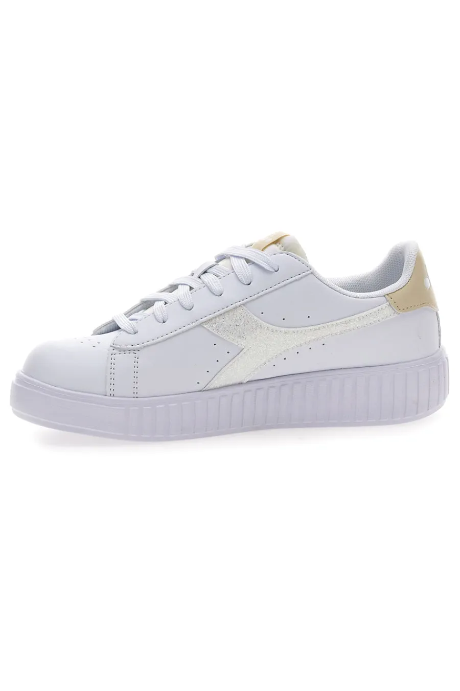 Sneaker da donna bianche con platform e dettagli oro Game Step Glam GS-DIADORA Sale