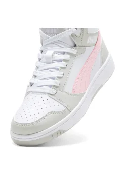 SNEAKERS ALTE BIANCHE CON DETTAGLI ROSA REBOUND V6 MID JR-PUMA