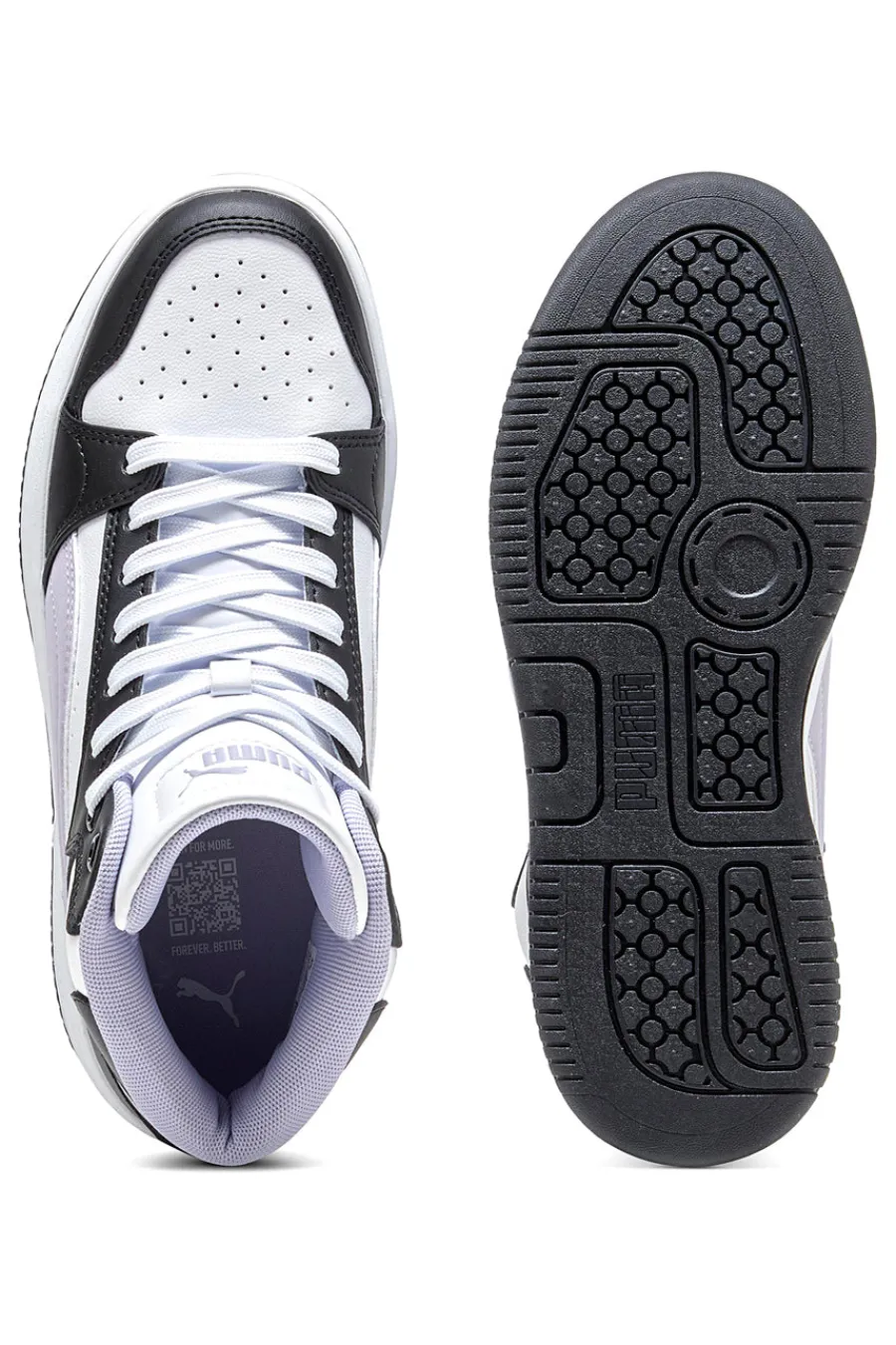 Sneakers alte bianche e nere suola flatform Rebound Femme Mid-PUMA