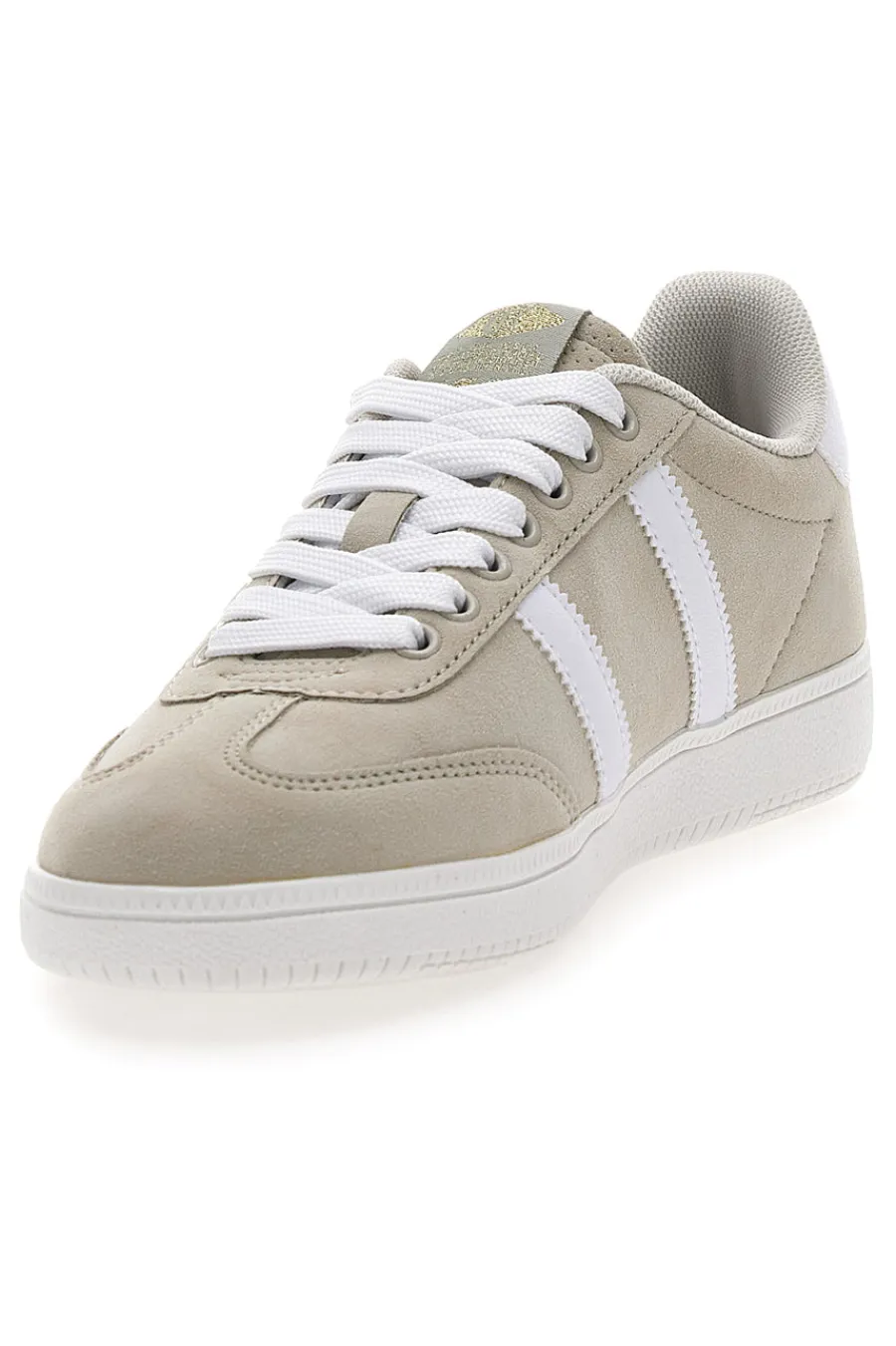 Sneakers Beige con Bande Laterali Bianche AMELIE SD-COTTON BELT Outlet