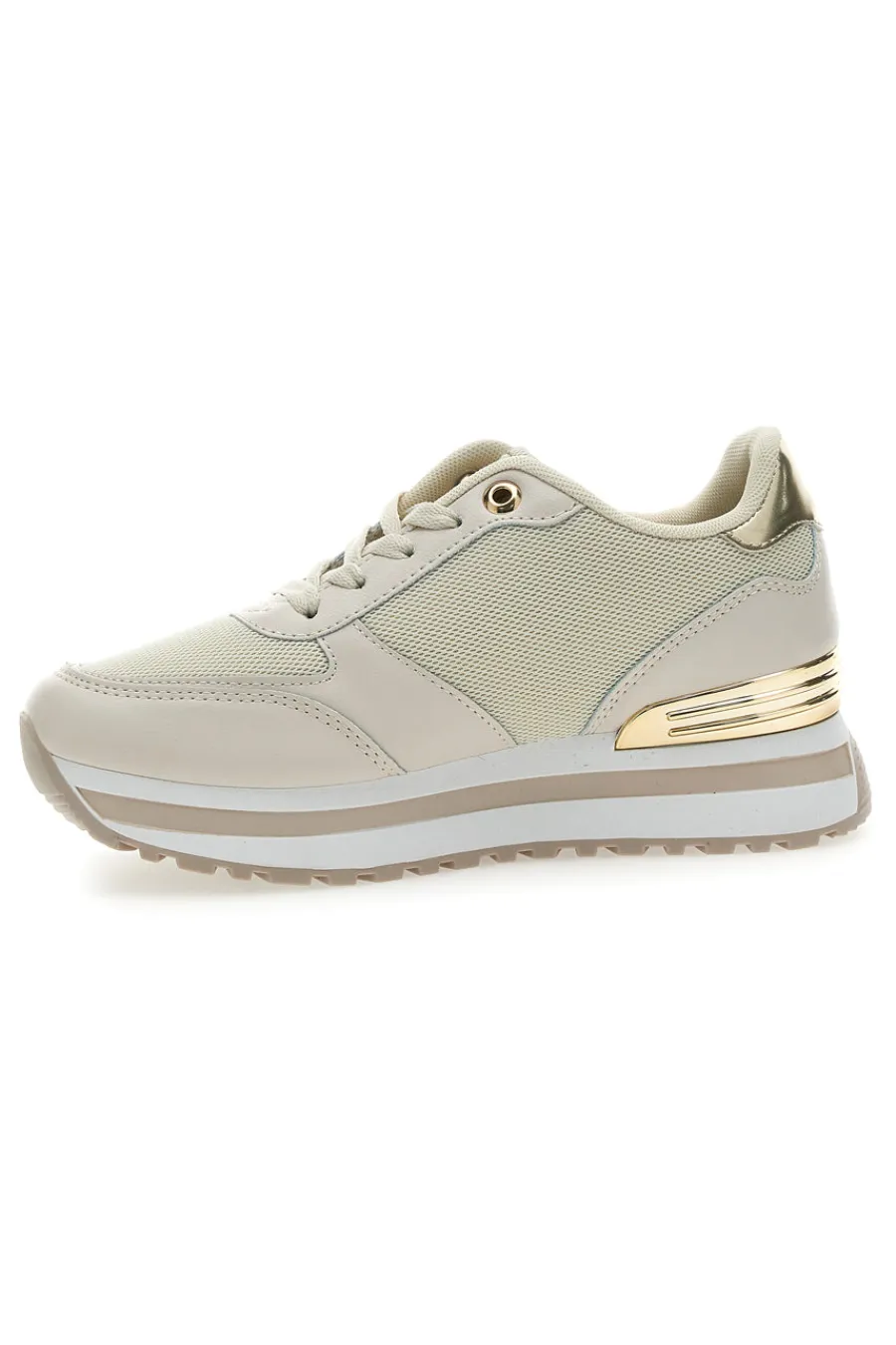 Sneakers Beige con Dettagli Dorati 8915-LAURA BIAGIOTTI Outlet