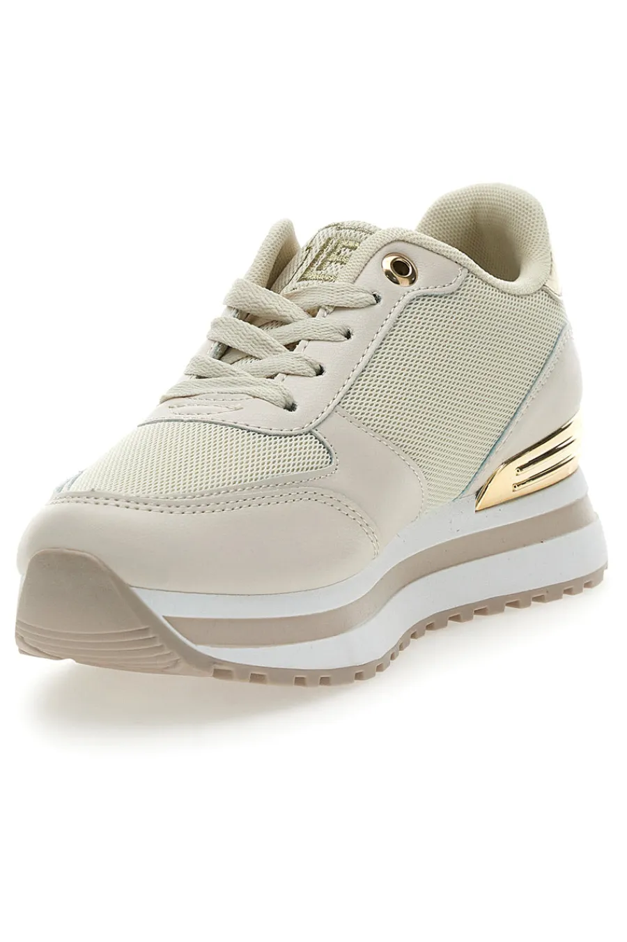 Sneakers Beige con Dettagli Dorati 8915-LAURA BIAGIOTTI Outlet