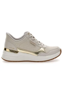 Sneakers beige con dettagli oro e soletta Memory Foam Billion 2 Top-Tier-SKECHERS Outlet