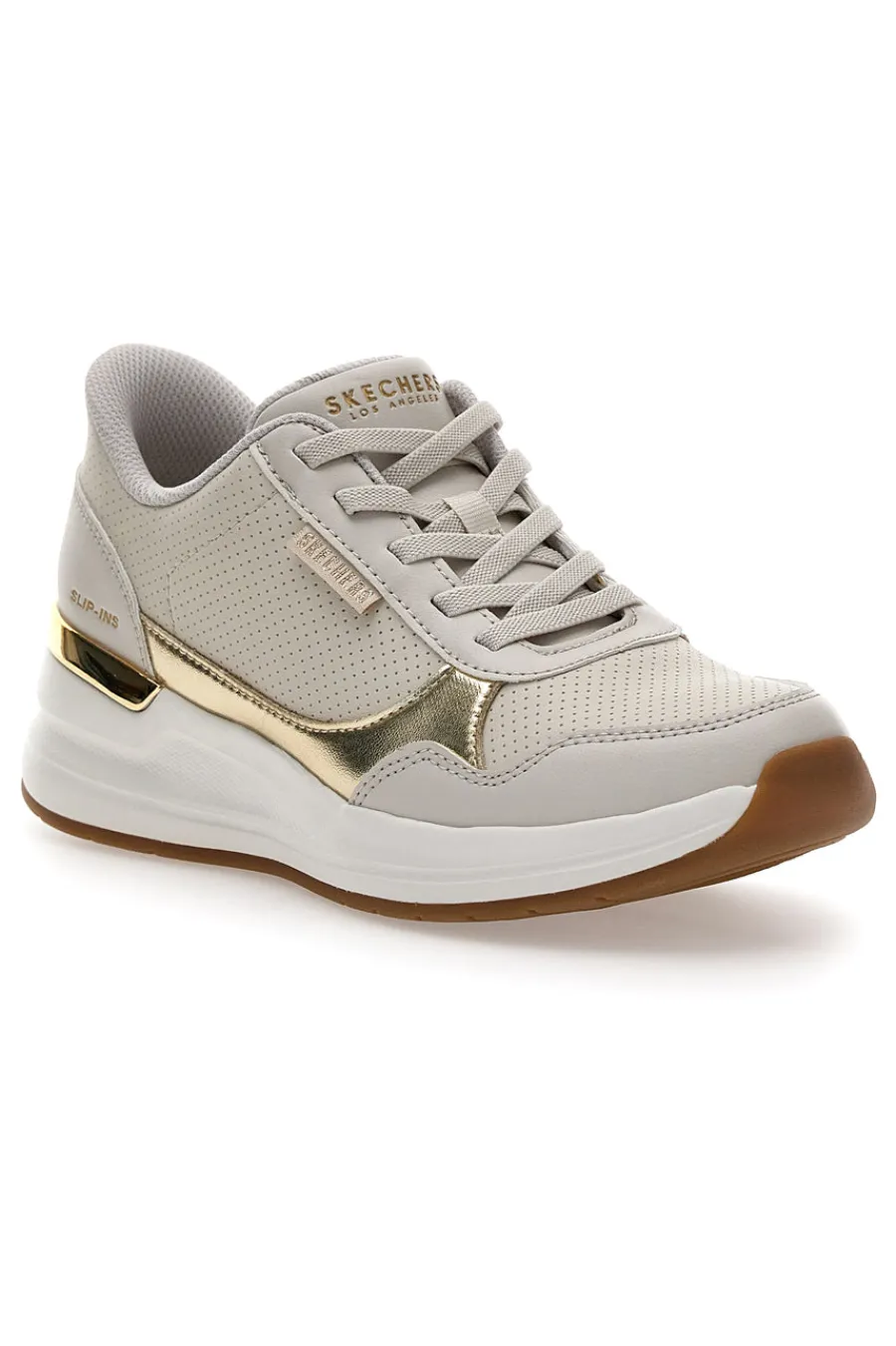 Sneakers beige con dettagli oro e soletta Memory Foam Billion 2 Top-Tier-SKECHERS Outlet