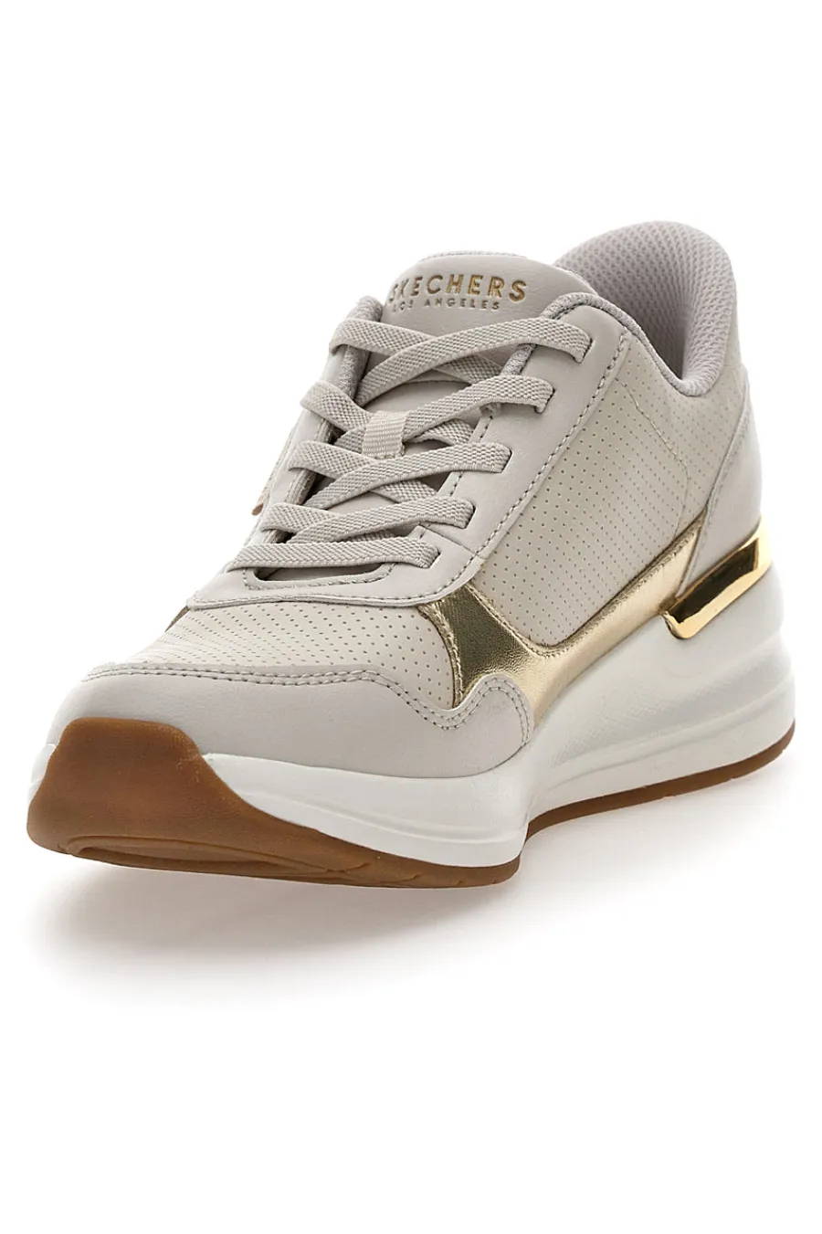 Sneakers beige con dettagli oro e soletta Memory Foam Billion 2 Top-Tier-SKECHERS Outlet