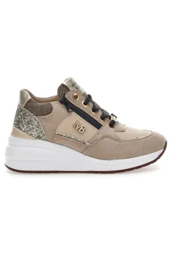 Sneakers beige con glitter e zip laterale 51751C1104-MARIELLA BURANI Outlet