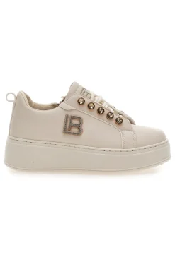 Sneakers beige con logo laterale e fondo alto 9618-LAURA BIAGIOTTI New