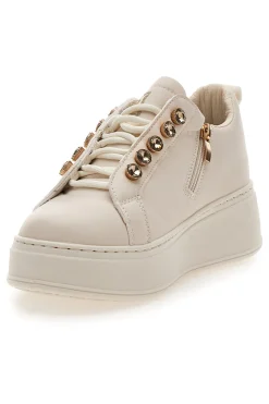 Sneakers beige con logo laterale e fondo alto 9618-LAURA BIAGIOTTI New